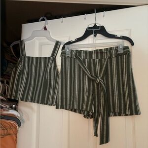 Women’s green striped matching outfit set